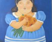 Girl with flowers - 费尔南多·博特罗